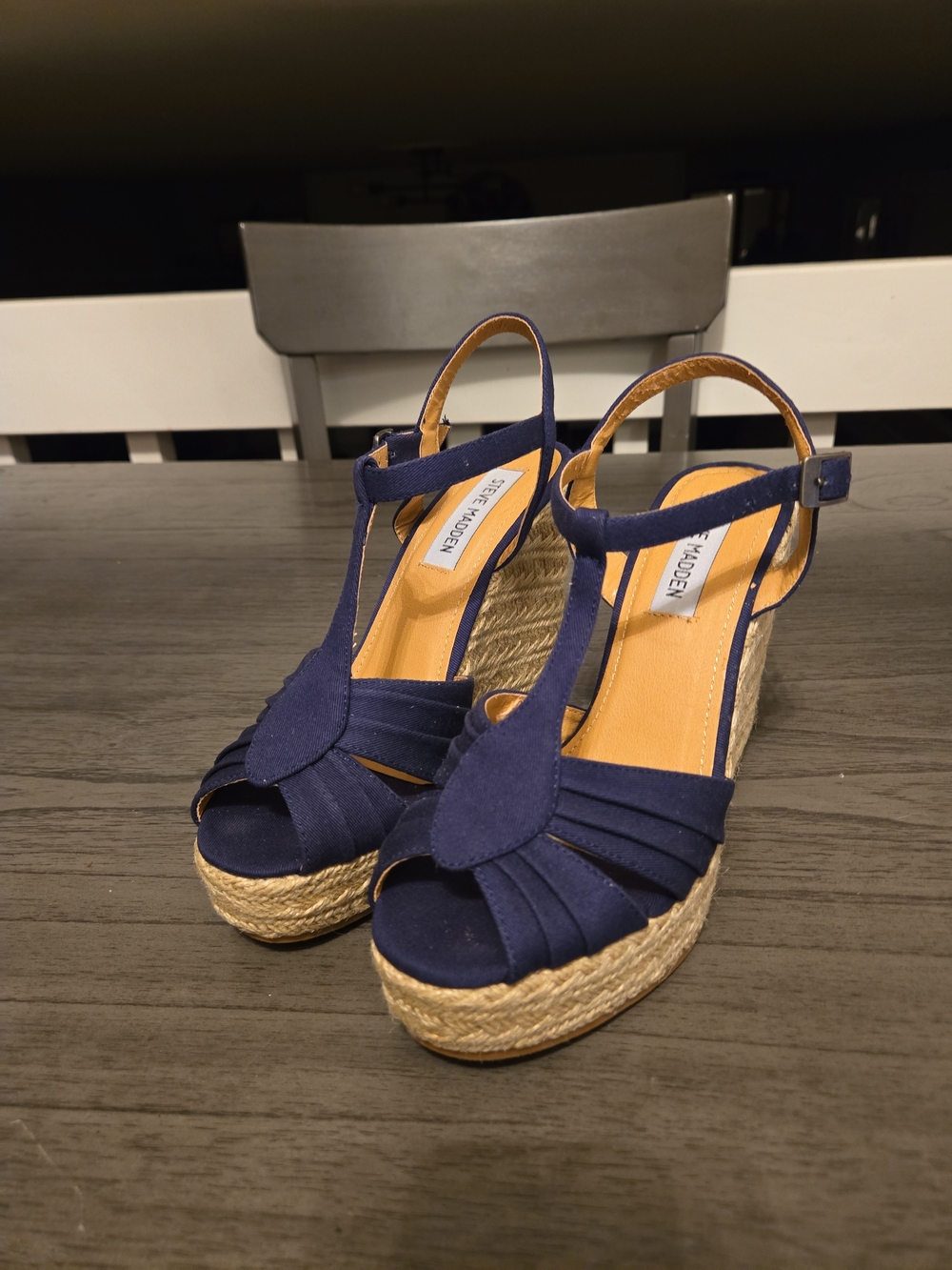 Steve Madden Navy Espadrille Wedge Sandals